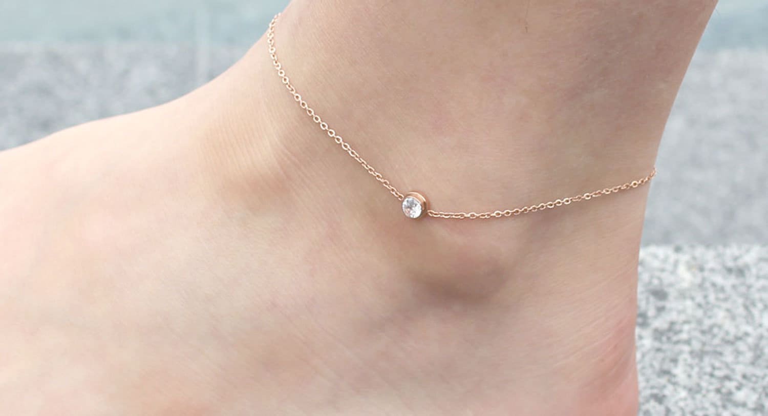 Rose gold anklet braceletdelicate anklet dainty anklets Etsy