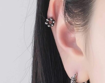 Oxidized donut stud earring 16g bali dot earring screw on back bali round stud helix cartilage tragus piercing earring donut earring