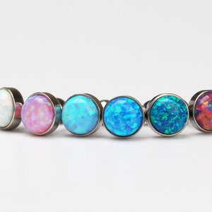 Opal earring 16g tiny prism opal cartilage helix conch rook pierced earring 4mm 6mm opal stud earring ball labret your choice