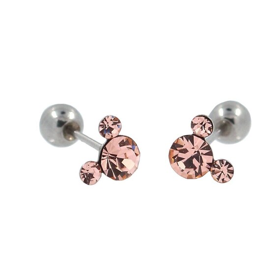 Mickey Mouse Stud Earrings Nini Piercing Earrings Screw Back Ball