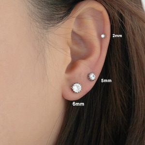2mm,4mm,5mm,6mm clear cz stud earrings minimalist earrings tiny cz stud earrings cluster earring simple stud earring cartilage helix earring