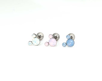 Opal mickey earrings   tiny opal mickey stud earrings   screw back earrings   cute earrings   mickey cartilage earrings   minimalist earring