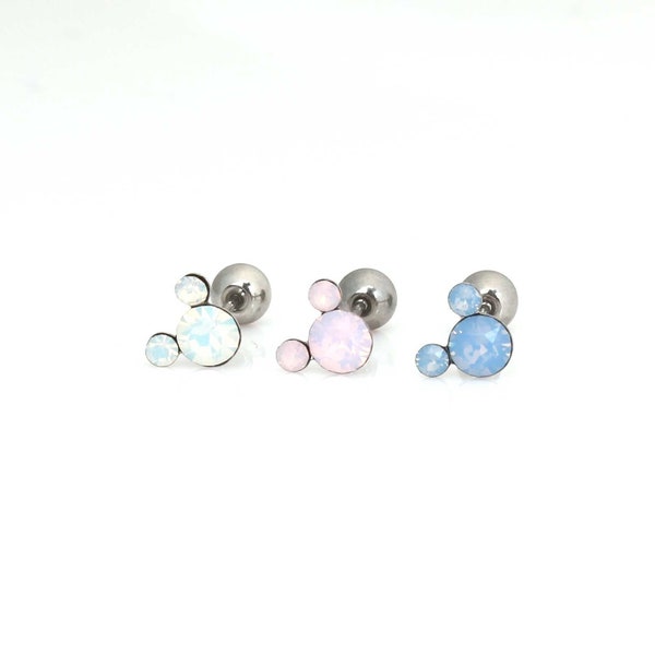 Boucles d'oreilles mickey opale petites boucles d'oreilles mickey opale boucles d'oreilles vissées boucles d'oreilles mignonnes boucles d'oreilles cartilage mickey boucle d'oreille minimaliste