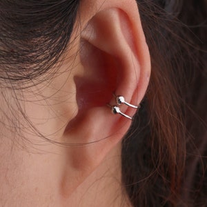 Silver ear cuff elegant ear wrap   double ear cuff   fake piercing   ear wrap   minimalist ear cuff  delicate ear cuff | gift for her