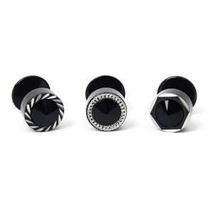 Boucles d'oreilles noires pour hommes 16 g Boucles d'oreilles noires pour hommes Boucles d'oreilles pour hommes Boucles d'oreilles en oxyde de zirconium noir Boucles d'oreilles punk vissées 1 pièce
