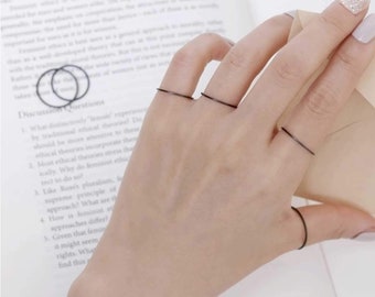Matte black ring simple black ring gothic ring delicate dainty stacking ring minimalist ring thin black ring layering ring thin rings