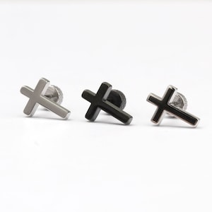Kreuz Knorpelohrring Piercing für Männer 16g einfacher Kreuz Barbell Ohrstecker