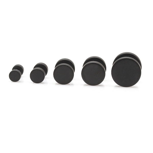 Matt black circle earrings 16g matt black flat back  matte black round disc stud earrings for women men jewerly  mens earring 1pair