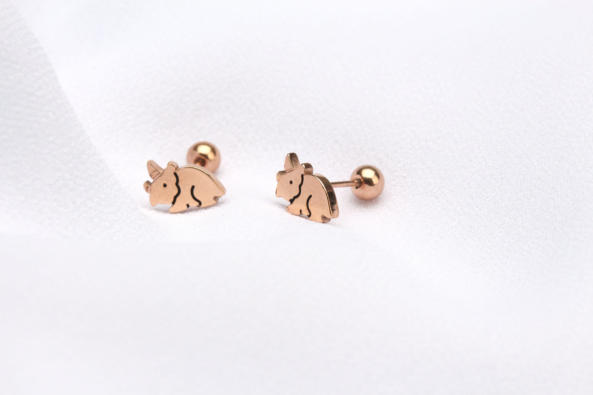 Dinosaur Earrings/ Triceratops Dinosaur earrings/ Screw back | Etsy