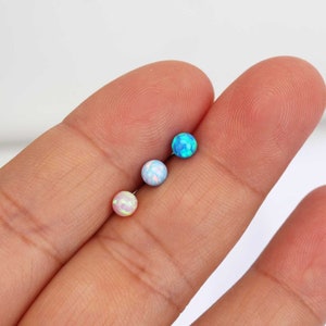 16g opal cartilage earring 4mm tiny opal stud earring 4mm opal candy ball stud surgical steel earring cartilage conch helix piercing