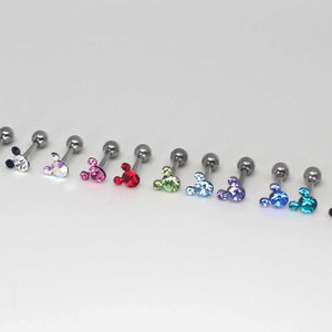 16g mini mickey-mouse Ohrring zirkonia mickey-mouse-piercing chirurgenstahl schraubverschluss winzige mickey helix ohrring roter ohrring