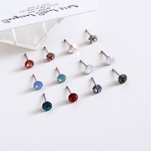 Tiny cartilage earrings   20g minimalist earrings   cubic zirconia studs earring   second hole ears piercing earring   screw back earrings