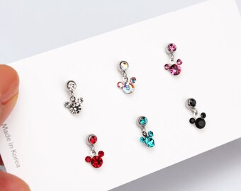 Mickey Mouse Earring 16G Tiny Mickey Mouse Dangle Earring Tiny