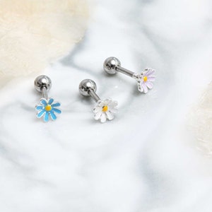 Petite boucle d'oreille fleur 16 g fleur de printemps boucle d'oreille cartilage mini fleur boucle d'oreille hélice boucles d'oreilles fleur hypoallergéniques