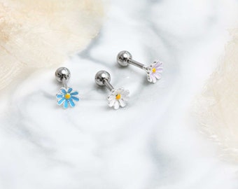 Tiny flower earring 16g spring flower cartilage earring  mini flower helix earring hypoallergenic flower stud earrings