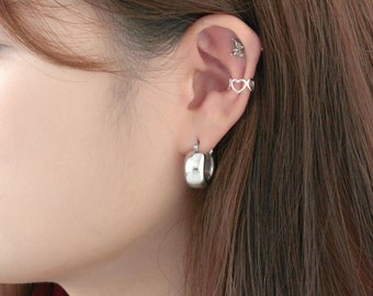 Silver bold hoop earrings minimalist silver earrings silver hoop earrings  minimal huggie hoop earrings chubby earrings christmas gifts