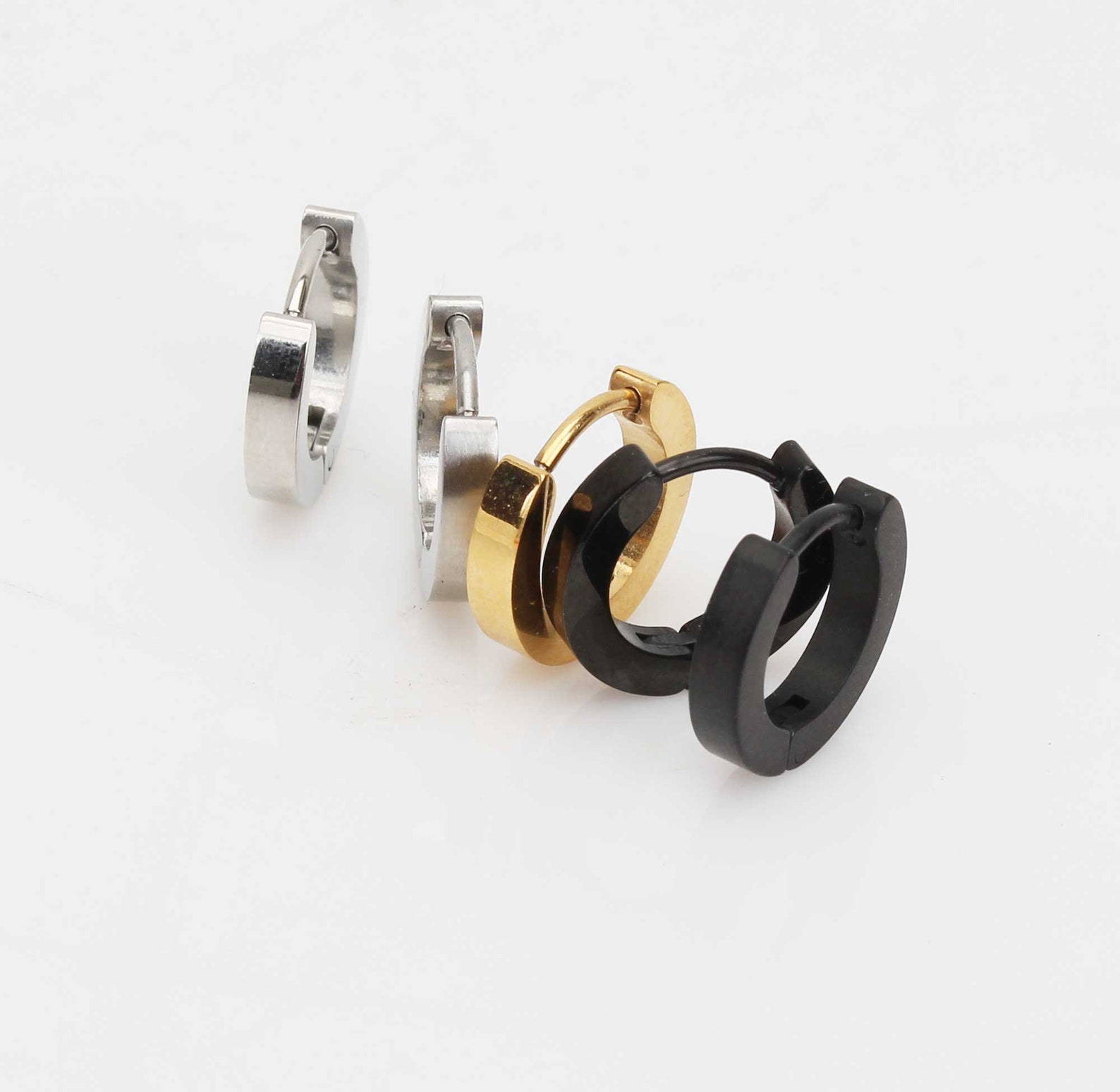 Thin huggie hoop earrings Gold hoop earrings10mm tiny Angled Etsy