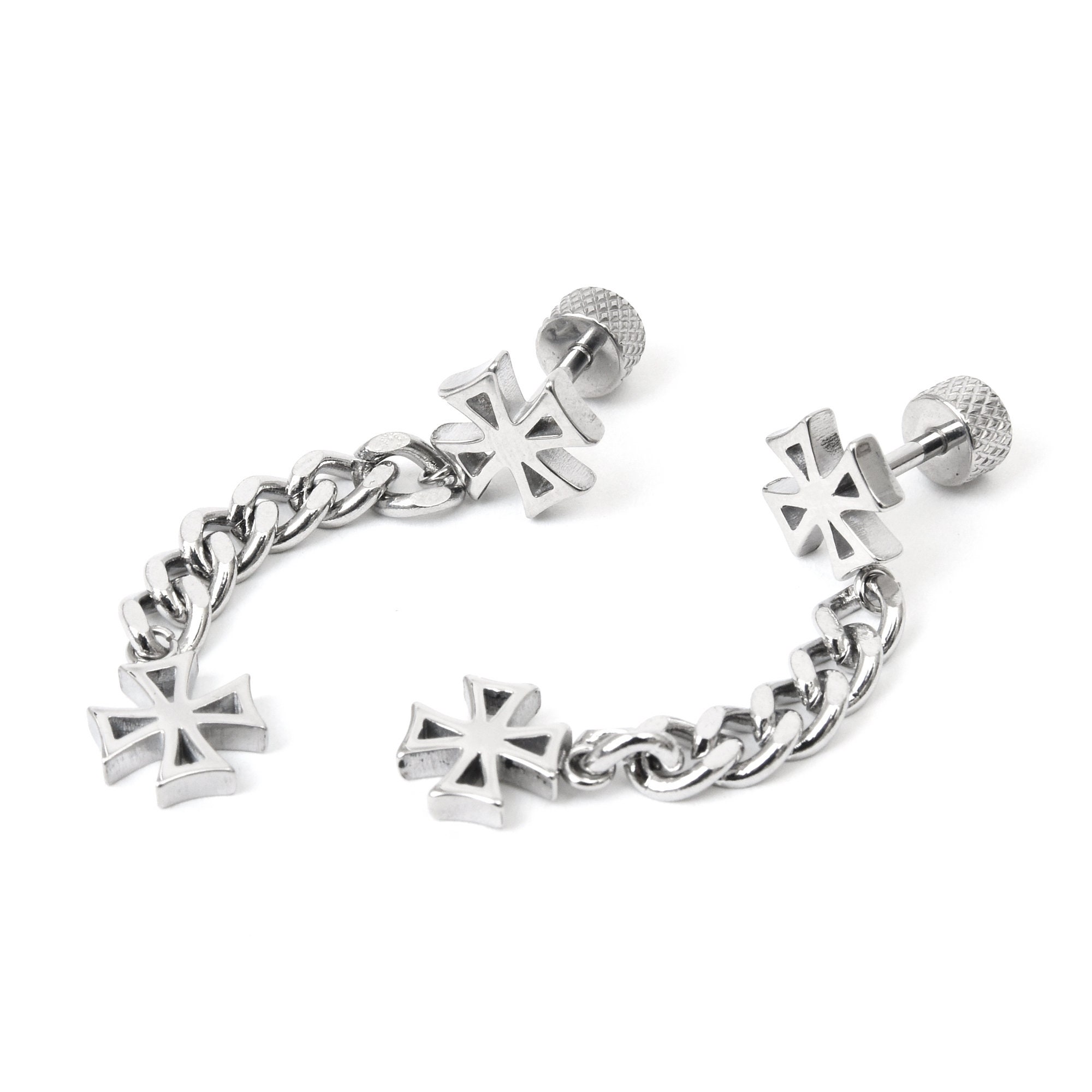 Cross Dangle Earrings 16G Cross Chain Drop Earrings Cross Drop Etsy