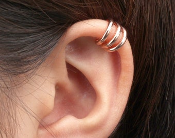 Ear cuff no piercing sterling silver triple ear cuff  14k gold plated cuff rose gold plated cuff  conch ear cuff  plain ear wrap minimal ear