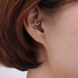 16g moon daith piercing tiny hoop earring daith earring septum ring moon shaped ear cartilage hoop earring 8mm cartilage clicker