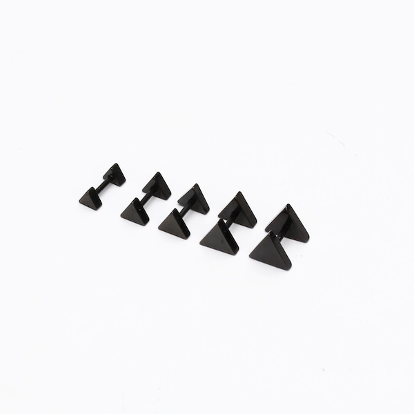 Black geometric earrings black triangle stud earrings 16g triangle cartilage piercing earrings for men black triangle helix earring 2 pieces