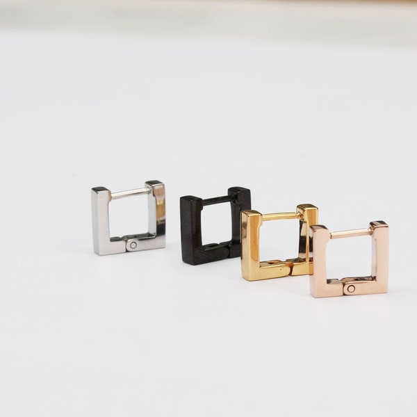 Square huggie hoop earrings geometric ear hoop earrings gold square hoop earrings  gold huggie earrings geometric earrings