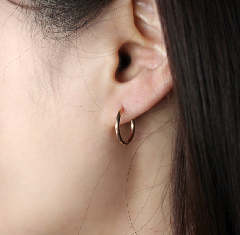 Thin Huggie Hoop Earrings 1.6mm Ring Earrings Thin Silver Gold Etsy