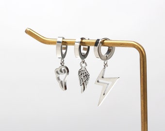 Angel wing earrings for women  silver angel hooop earrings huggie hoop angel earrings for women silver angel wing dangle