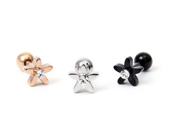 Tiny flower earring 16g flower cartilage earring  helix tragus piercing earring gift for girl surgical steel ball 1 piece