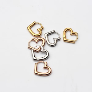 Gold heart hoops, mini heart hoop earrings heart earrings, love hoop earrings, minimalist earrings, heart hoop cartilage, christmas earrings
