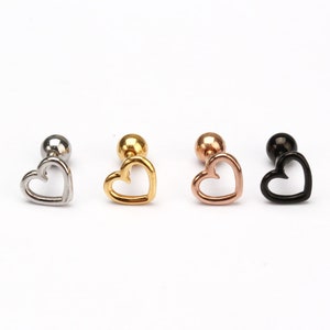 Tiny heart earring 16g heart cartilage piercing heart helix jewelry  heart helix earring minimal cartilage earring gold heart helix piercing