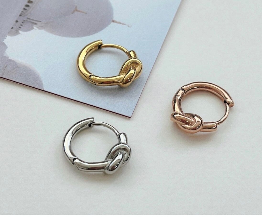 Knot hoop earrings knot earrings gold hoop earrings gift for her minimalist earrings silver hoops earrings tied knot hoop earrings