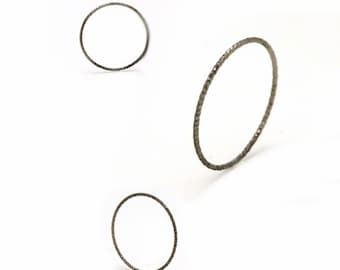 Sterling silver ultra thin black ring for women stackable black ring textured silver band minimalist midi rings knuckle ring size us 2-11
