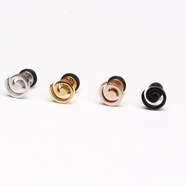 16g spiral stud earring  16g spiral swirl cartilage helix tragus earring spiral silver black gold earrings middle size spiral earring