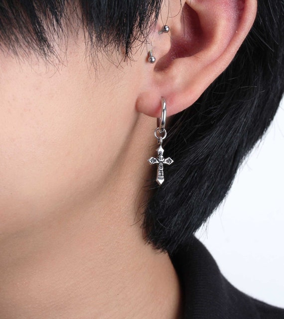 8 Boucles D'Oreilles Pendantes Kpop | Style Créole, Croix, Plume | Alliage Hypoallergénique | Cadeau Saint-Valentin