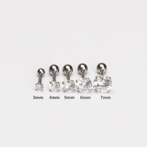 16G Klara Kristall Broskörhängen Små Kristallstift Piercing Helixörhängen Små Klara Kristallstift Örhängen 3 mm~7 mm Minimalistiska Örhängen