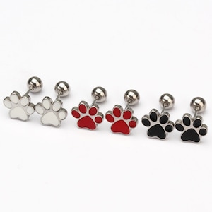 Dog paw earrings with screw back ball 20G dog paw stud earrings safety backs kids earrings animal earrings cute dog lover dog earrings