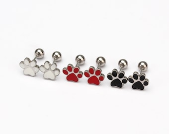 Dog paw earrings with screw back ball 20G dog paw stud earrings safety backs kids earrings animal earrings cute dog lover dog earrings