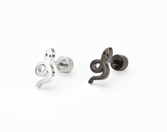 Snake earring 16g silver snake earring  snake studs  snake stud earring  minimalist earring trendy earring, cartilage earring 1 piece