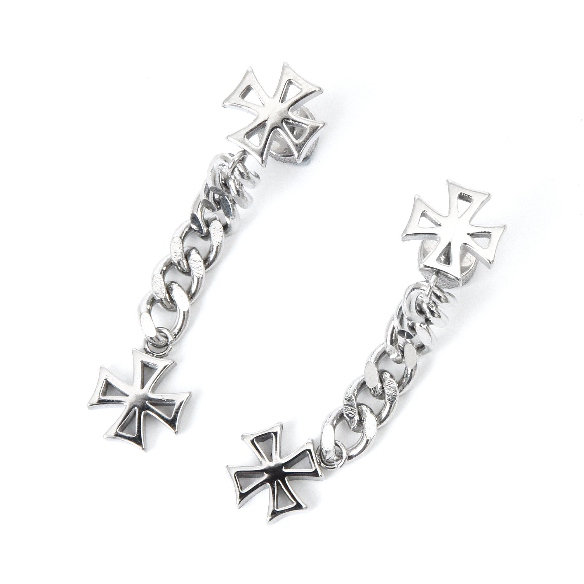 Cross Dangle Earrings 16G Cross Chain Drop Earrings Cross Drop Etsy