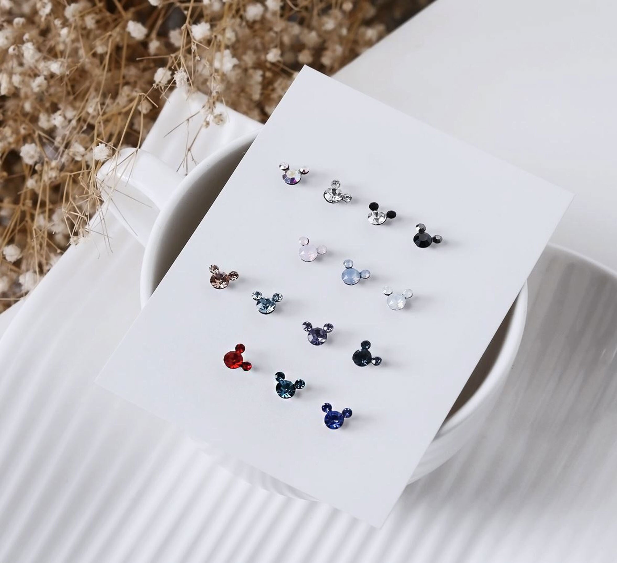 Clous Oreilles Zircones Mickey Boucles D'oreilles Mickey Argent 925 - Zircone Cubique 9x10mm Pour Fille Et Femme Clous D'oreilles Disney