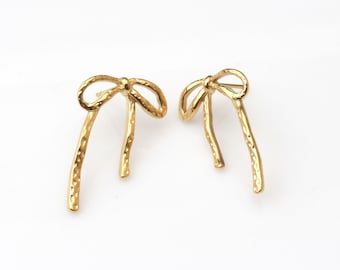 Bow Earrings | Elegant Ribbon-Inspired Jewelry for a Chic and Feminine Look  Ribbon style earrings Gold Bow Earrings Bow stud earrings