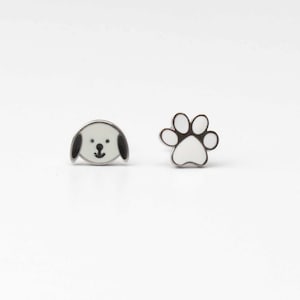 Animal earrings 20g dog earrings cute puppy earrings dog paw earrings paw earrings cute earrings stud earrings gift for her