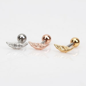 Tiny leaf climber earring  curved leaf single stud earring cartilage earrings conch earrings helix leaf earring  leaf piercing helix earring