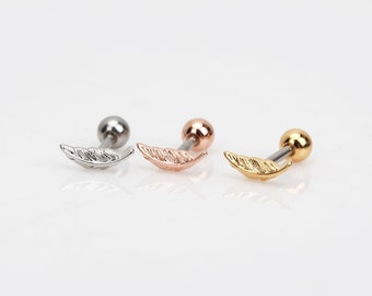Kleine blad klimmer oorbel gebogen blad enkele stud oorbel kraakbeen oorbellen conch oorbellen helix blad oorbel blad piercing helix oorbel