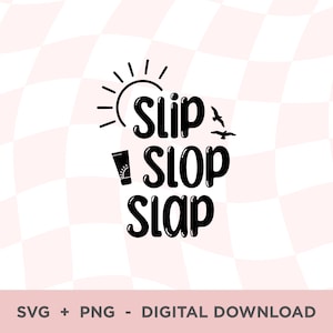 Slip Slop Slap SVG, Verano seguro Svg, Diseño PNG de verano de Nueva Zelanda, Camisa de verano Svg, Refranes de sol, Palabras de burbuja, Protector solar, Gaviotas, Sol