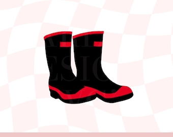 Red Band Gumboots SVG, New Zealand Kiwiana, Nz Icons PNG, Black Red Gumboots Clipart, Boot Silhouette Cricut , Instant Download, Farmer Life
