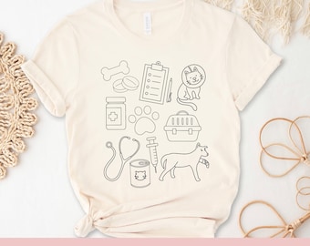 Vet Doodle Shirt SVG File, Vet Tech SVG Cut File, Pet Animal Doodle Art SVG Bundle, I’m A Vet Shirt, Veterinary Top, Pet Doodle Jumper Svg