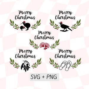Nz Feliz Natal SVG, Cartão de Natal da Nova Zelândia Download Digital, Christmas Tui, Christmas Kiwi, Native Nz Birds, Kiwi Xmas Png File