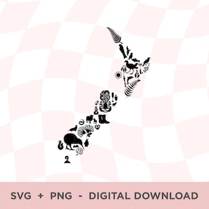 New Zealand Outline SVG, Iconic NZ Clipart PNG, New Zealand Map, Aotearoa, New Zealand Clipart, Māori Svg, Kiwiana Symbols, Nz Tshirt Svg